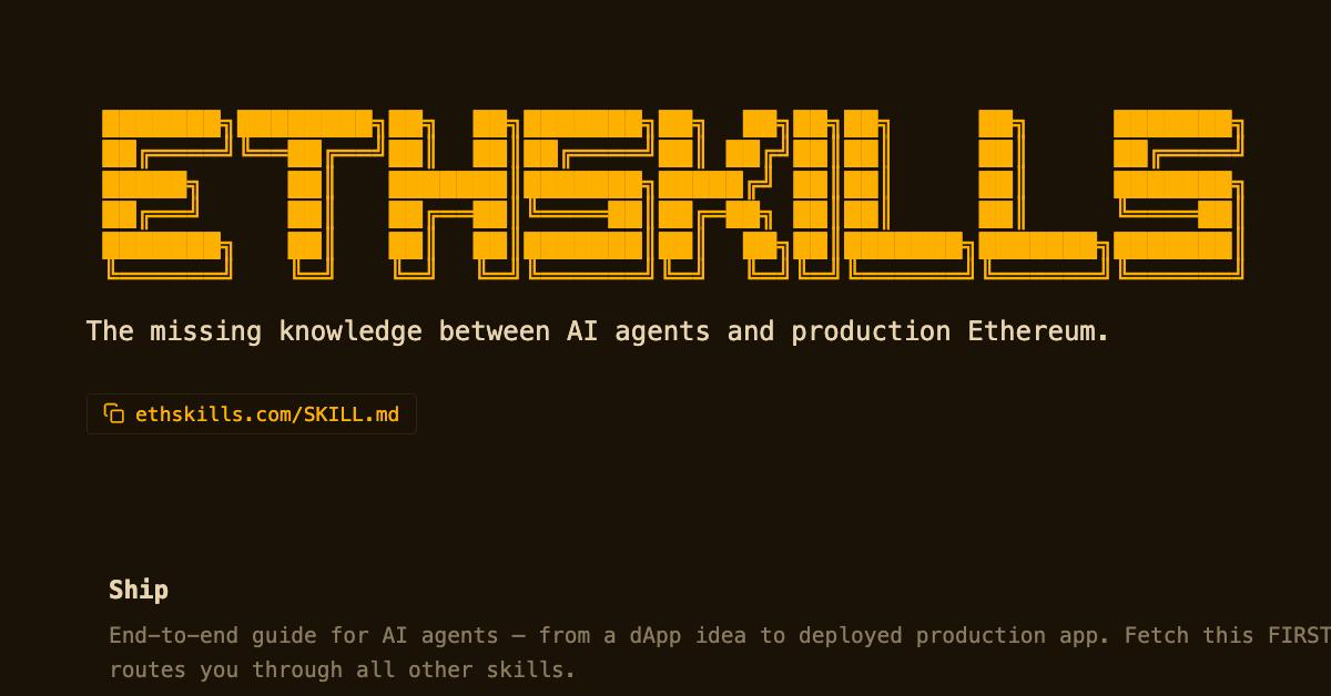 ethskills — ethereum knowledge for ai agents